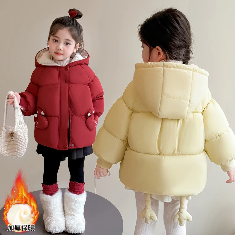 女童棉服小女孩秋冬保暖夹棉儿童加绒冬装棉袄宝宝洋气外套棉衣新