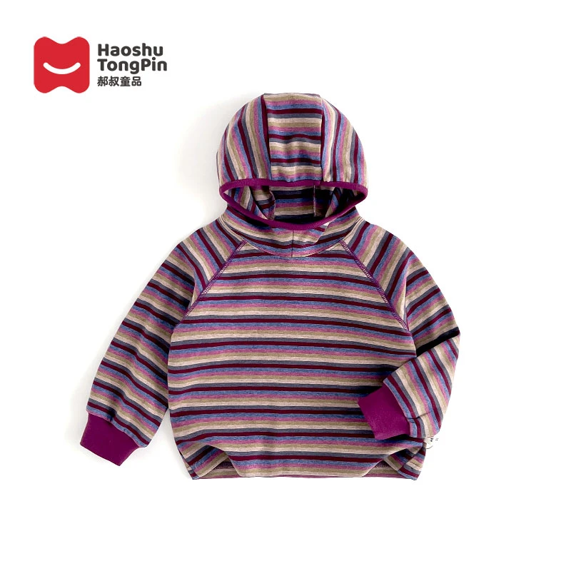 【现货】郝叔童品秋季新款2025时尚女童韩版网红条纹帽衫潮HL53118