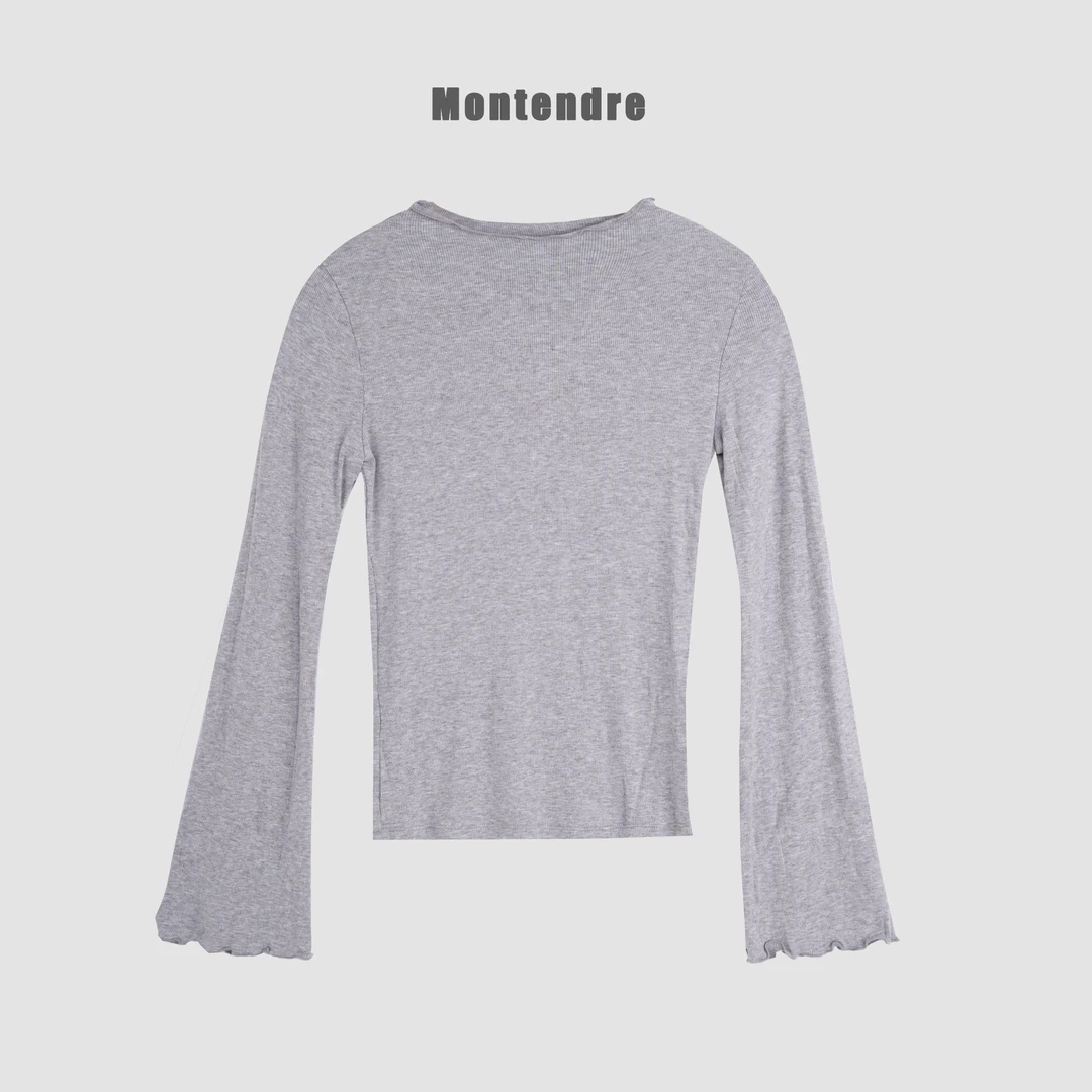 【强哥外贸】 秋季新款 S  时尚圆领纯色长袖针织打底衫女