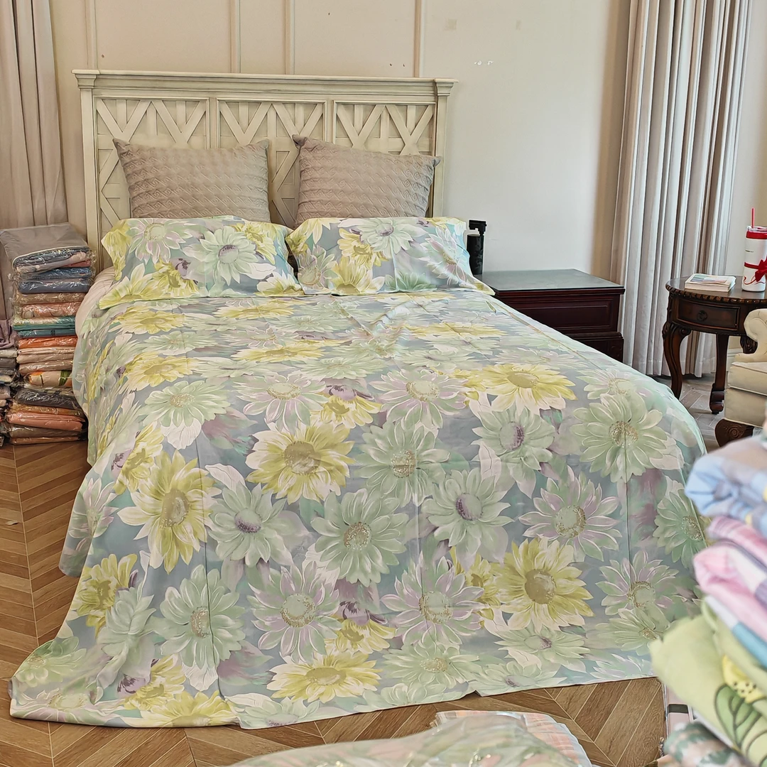 【锦葵-三件套】竹纤维凉席平纹重磅三件套 （鹿）可机洗的凉席