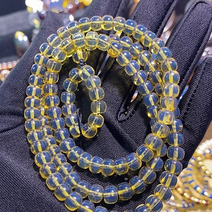 蓝珀未镶嵌珠宝奇石墨西哥蓝珀老型佛珠7