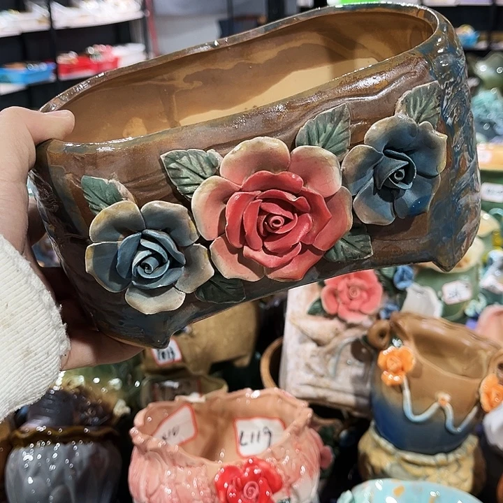 瓷片花盆多肉植物艺术品