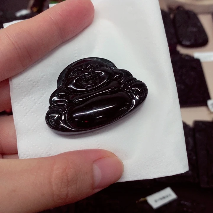 颈饰未镶嵌翡翠天然a货钢琴黑挂件