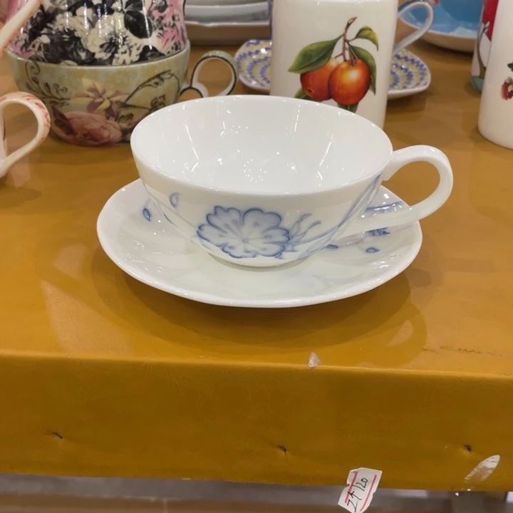 陶瓷250ml骨瓷珐琅彩杯碟一套