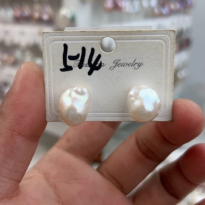 银S925镶嵌淡水珍珠耳饰