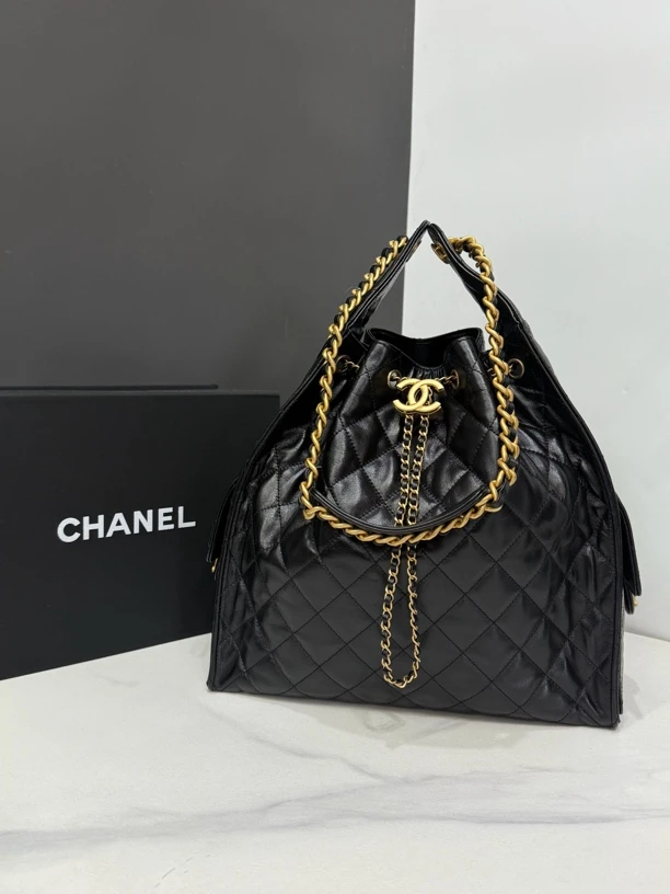 99新 Chanel/香奈儿 25C抽绳水桶Hobo包芯片29cm/JJ5021501