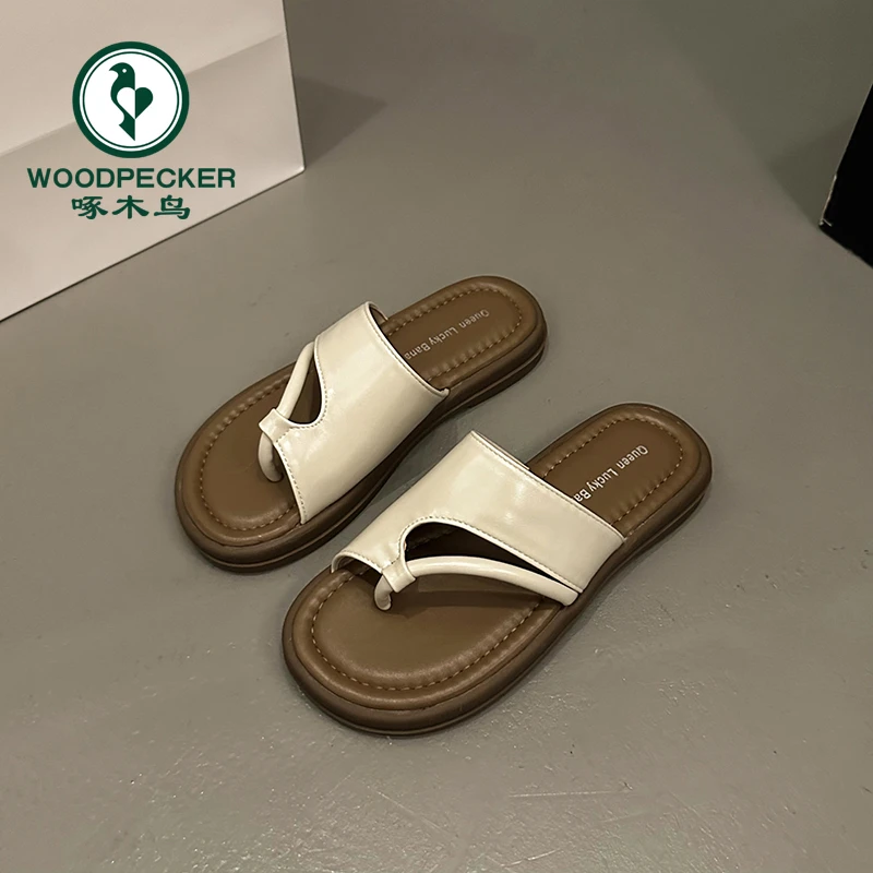 啄木鸟时尚配裙子仙女风外穿凉拖鞋女2025爆款软底百搭高级感凉拖