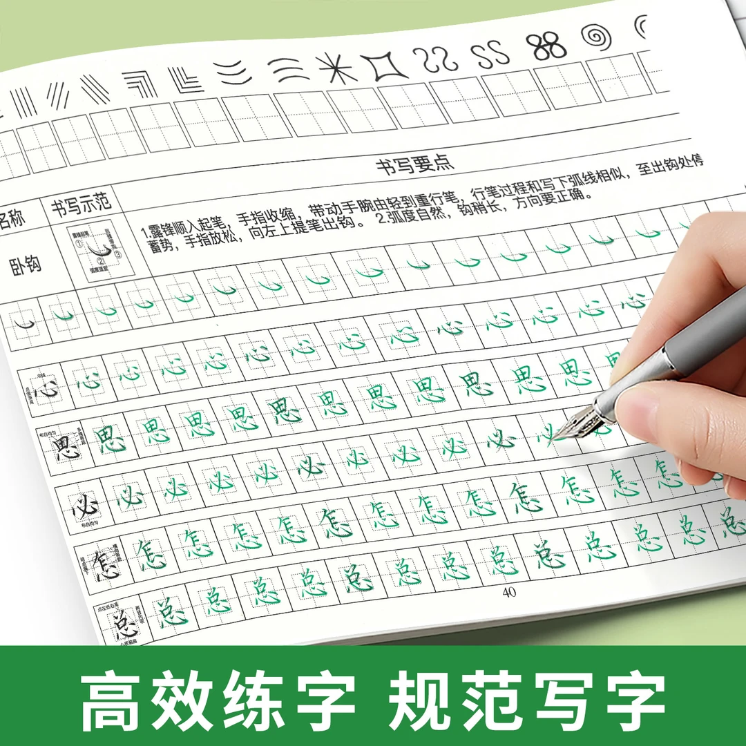 小学生百日打卡硬笔书法练字本练字帖7-12岁正楷练字帖练字本笔画