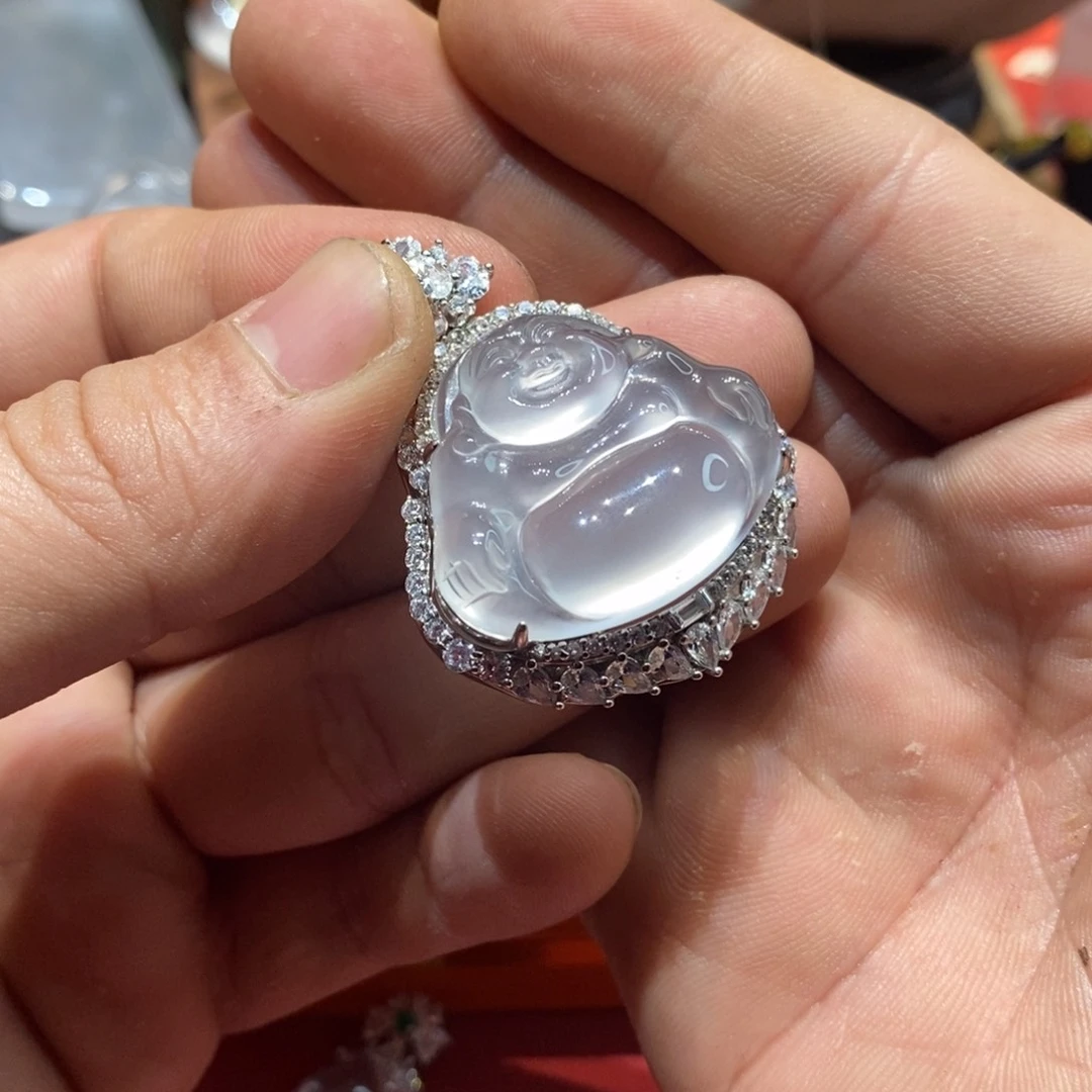 石英质玉颈饰银S925镶嵌冰**-