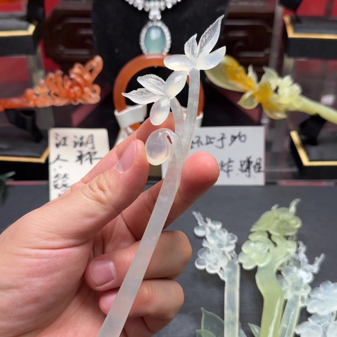 岫玉发饰未镶嵌明君玉簪就是好看