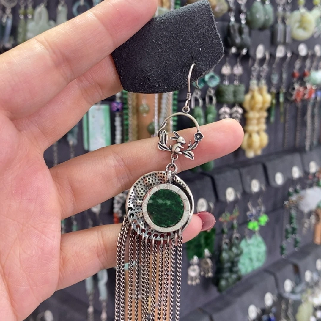 翡翠银S925镶嵌耳饰ꪟ****X13