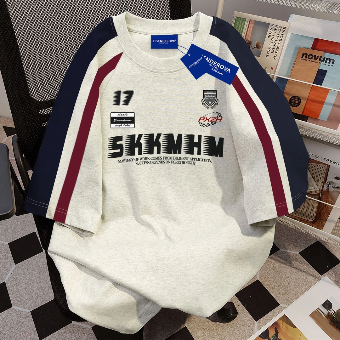 100%纯棉个性日韩百搭字母圆领短袖t恤女夏季宽松学生潮流ins上衣