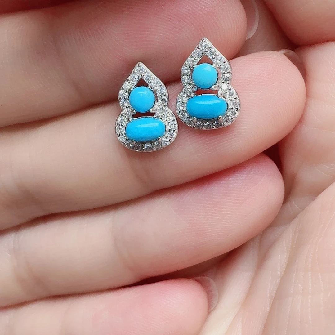 水晶耳饰银S925镶嵌耳钉