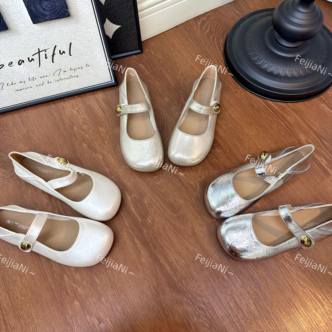FeiJiaNi/斐佳妮2025夏季新款法式方头两穿魔术贴女士百搭单鞋