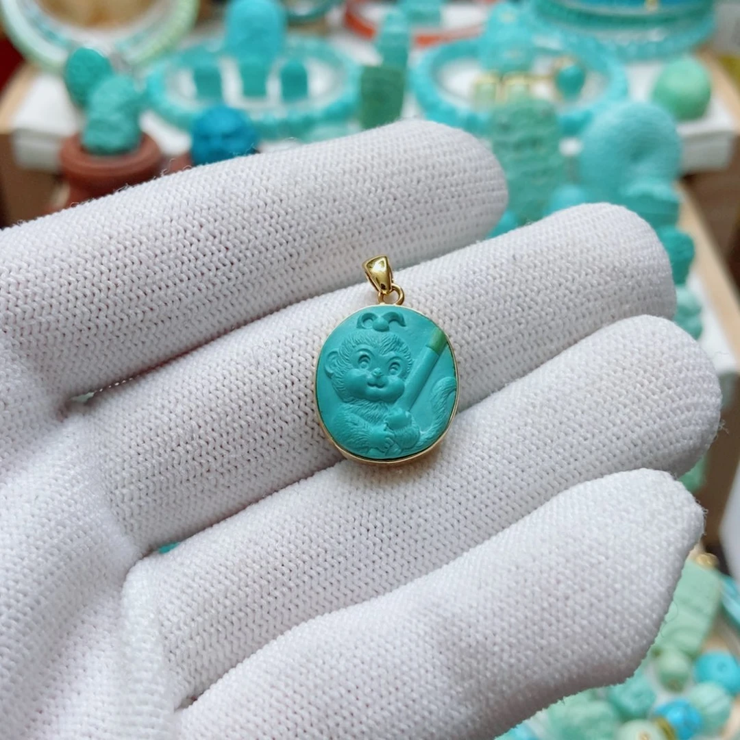 绿松石18K金镶嵌悟空