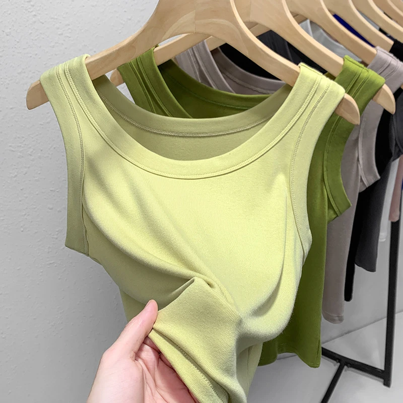 吊带背心女夏新款女装纯色圆领工字小吊带内搭收腰紧身上衣