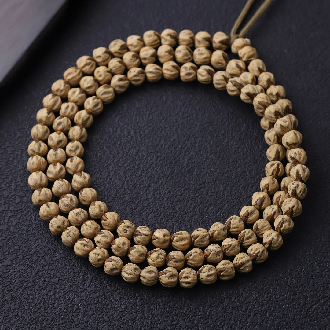 251285 红芽热振原桩微磨百香籽108文玩长串