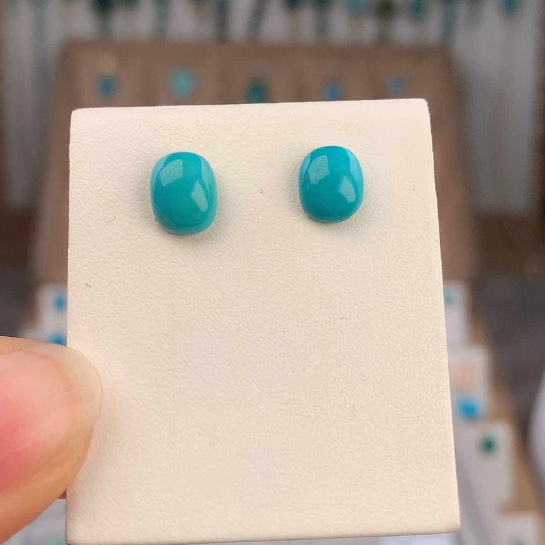 绿松石银S925镶嵌耳饰