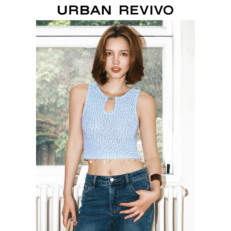 【一秒入夏】UR2025夏季新款女装立体装饰流苏针织背心UYL950067