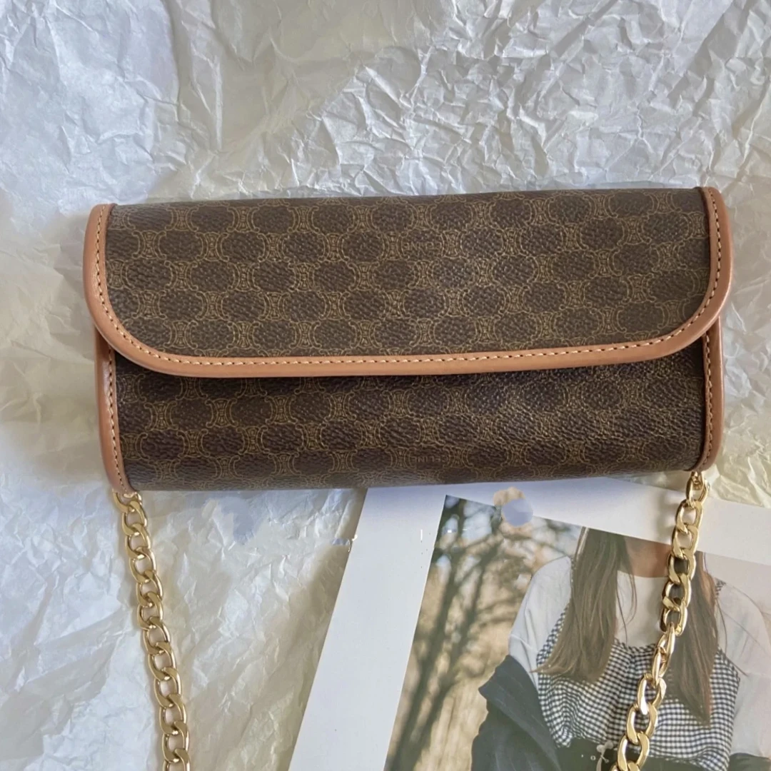 95新 Celine/思琳 XM经典凯旋门老花翻盖信封包改腋下/JJ02606427