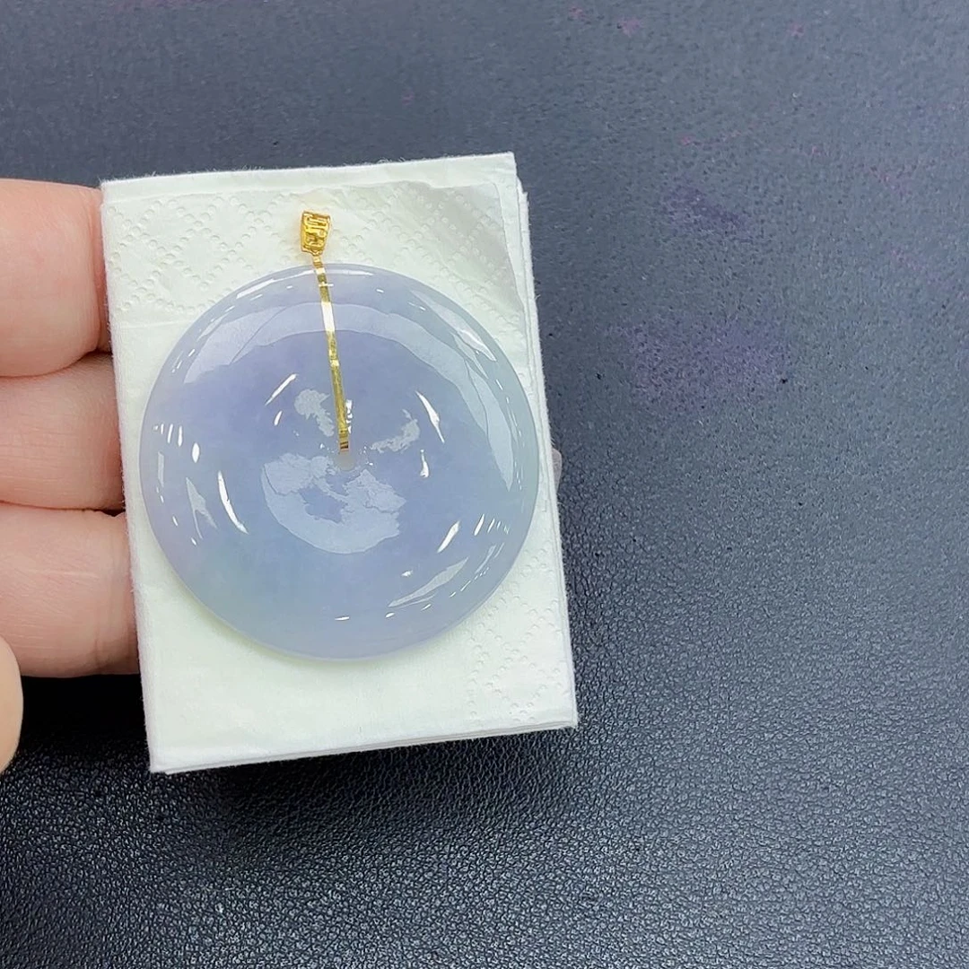 翡翠18K金镶嵌颈饰平安扣吊坠