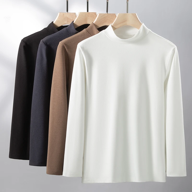 崔万志冬季牛奶绒男士长袖打底衫半高领纯色柔软磨毛百搭保暖PY08