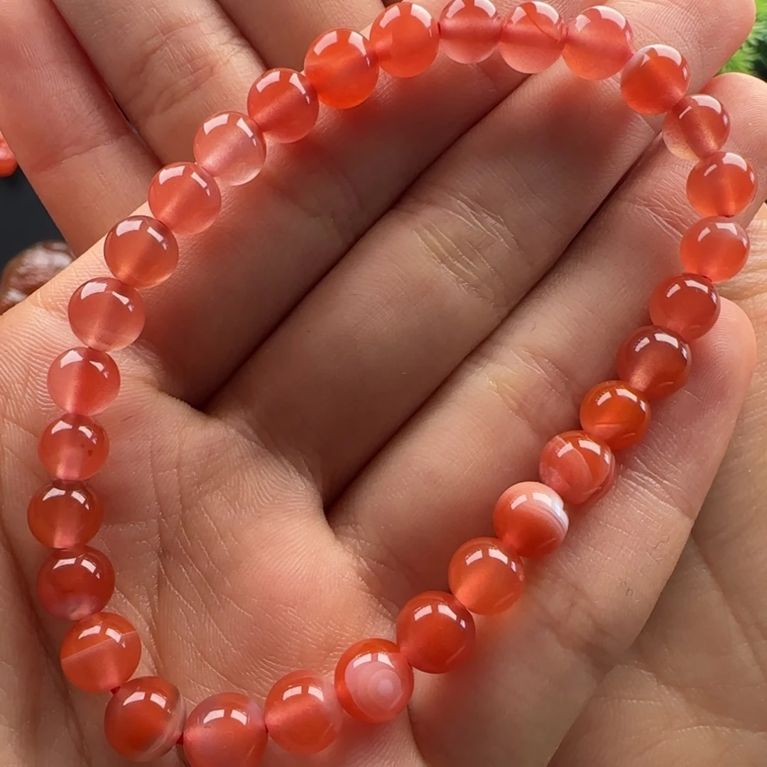 南红玛瑙未镶嵌单圈6蚕丝纹特色