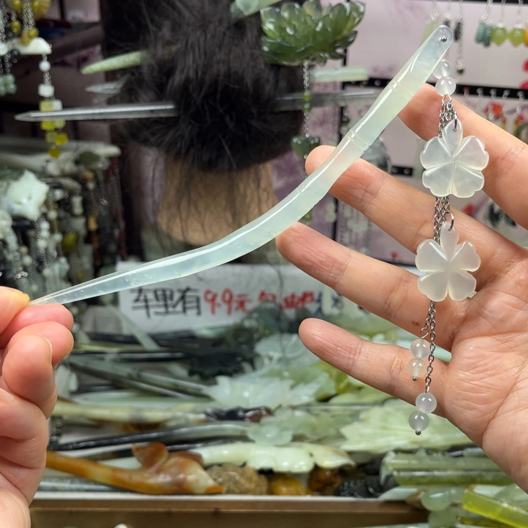 岫玉未镶嵌发饰长度17.5厘米左右