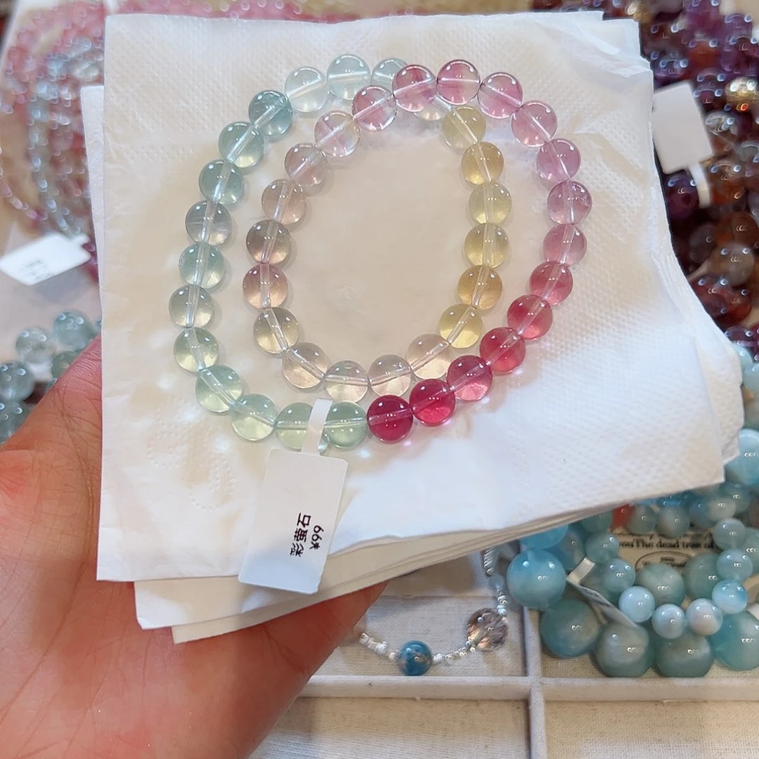 水晶手链未镶嵌彩虹萤石双圈8m+