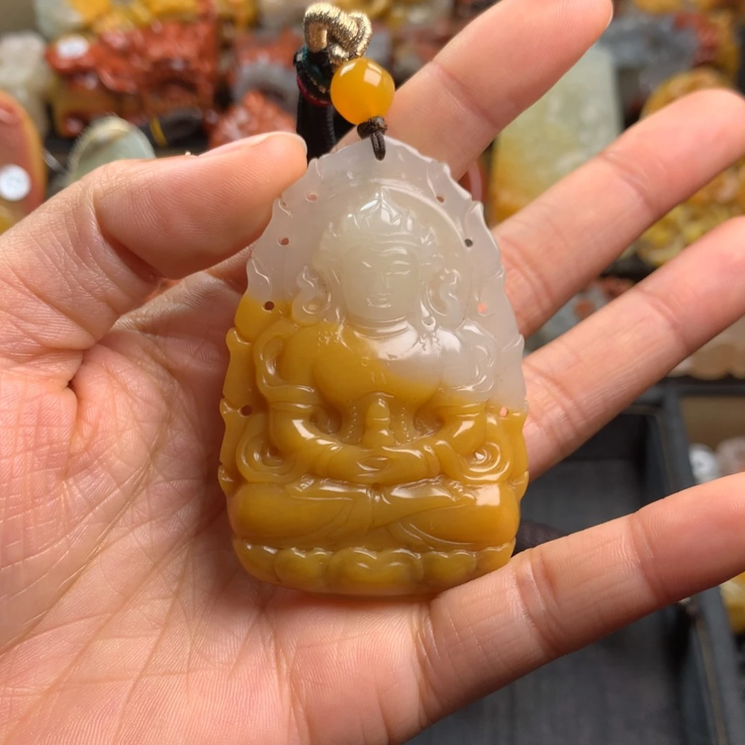 石英质玉（黄龙玉）挂件未镶嵌京**鲷