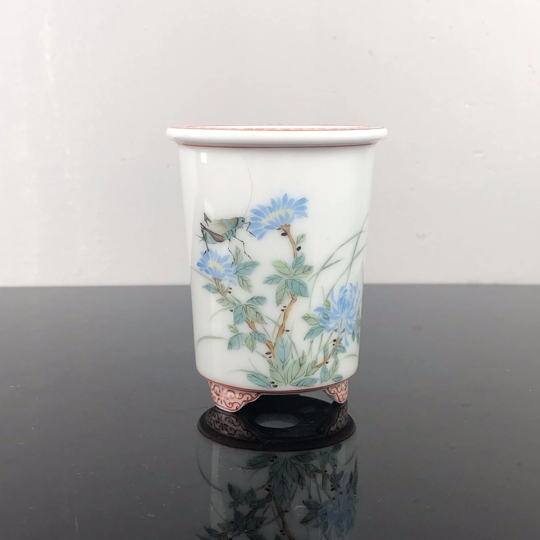 586 小盆 秋物山手工手绘草虫系列签筒盆 景德镇瓷盆 中国风绿植
