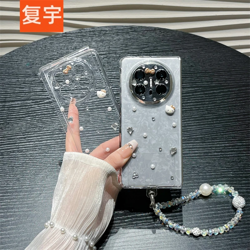 高级感透明水钻猫咪适用华为matex5折叠典藏版手机壳matex6保护套