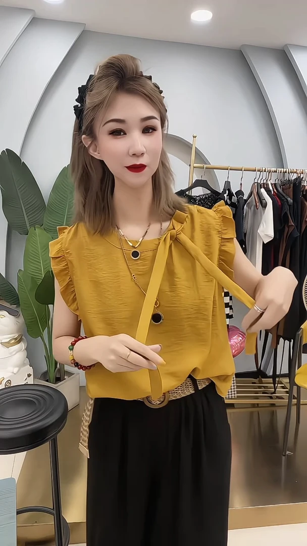 夏季新款时尚气质宽松显瘦大码圆领蝴蝶结飞飞袖TT恤上衣打底衫女