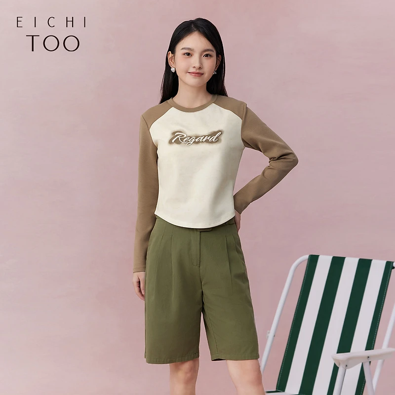 爱居兔春季复古时尚修身显瘦长袖T恤ENTAJ1P001A