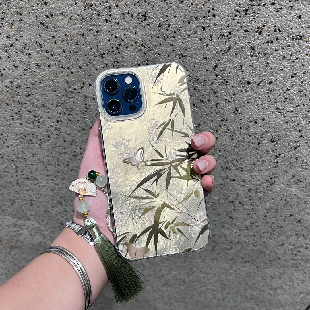 雅天立新款翠竹冰川纹适用iPhone17苹果16手机壳华为vivo小米oppo