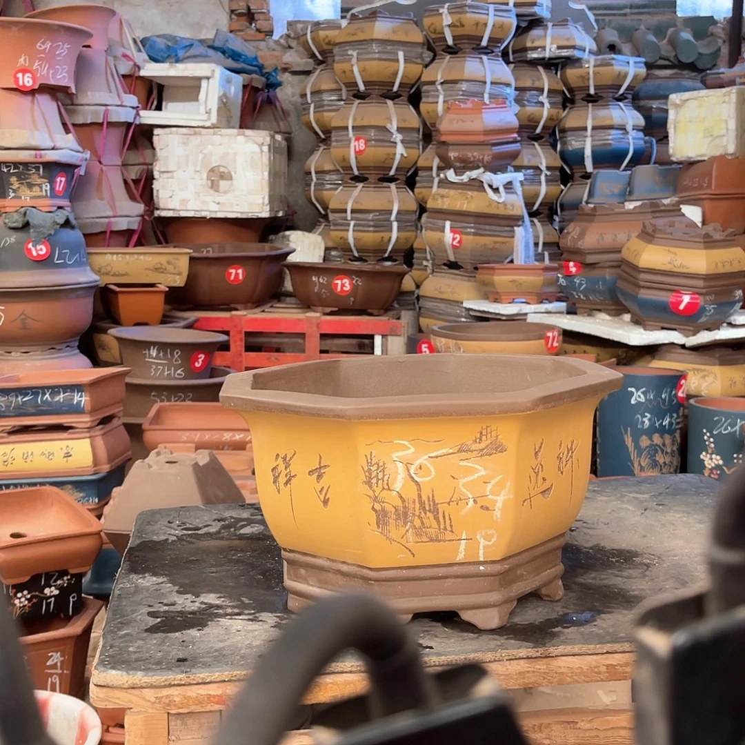 紫砂花盆六方一个