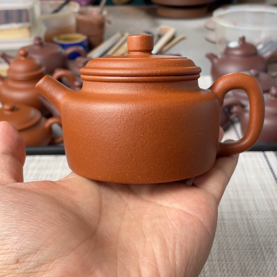 茶壶紫砂半手工红降坡德钟壶190cc