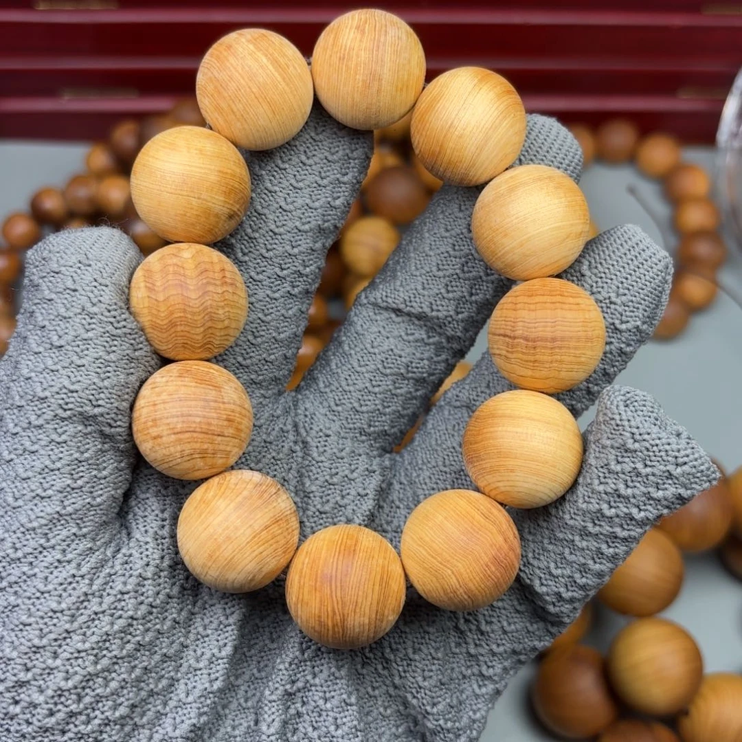 浪***涯柏木2.0尺寸红油毛坯手串