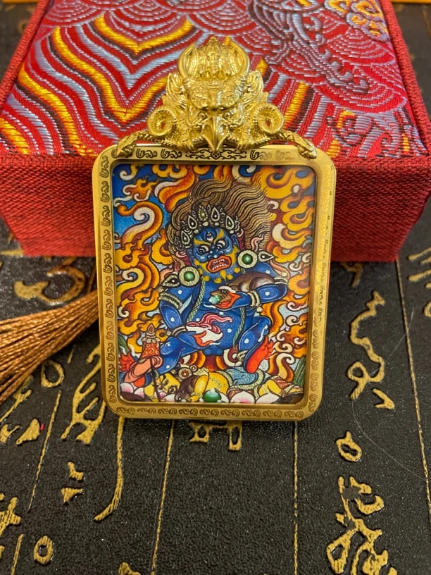 手绘黑财唐卡绘画