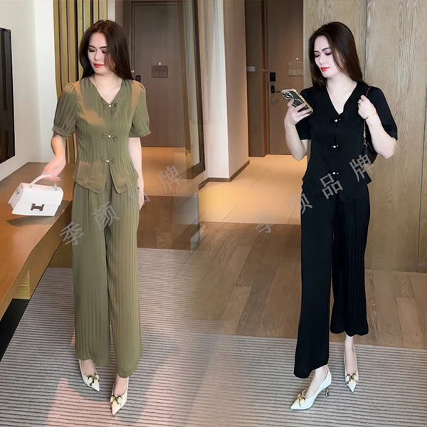 2025新款夏季新款新中式穿搭气质显瘦时尚洋气休闲时尚套装29