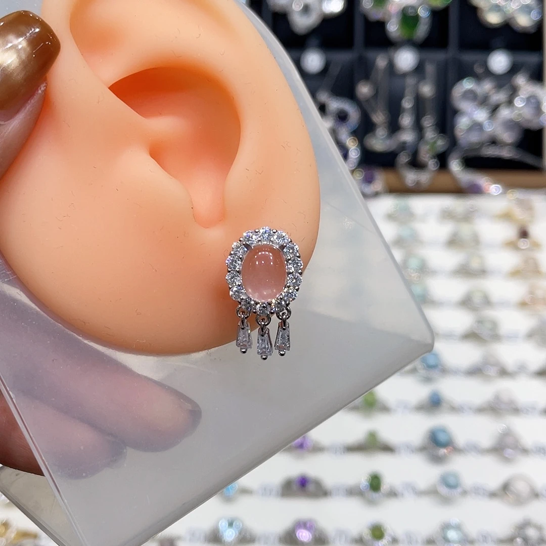 P***L水晶耳饰银S925镶嵌