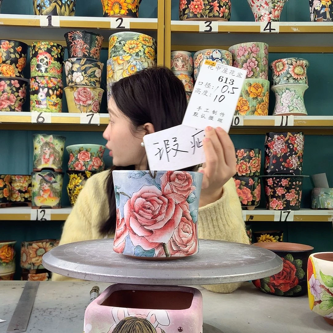 陶景德镇手工花盆613