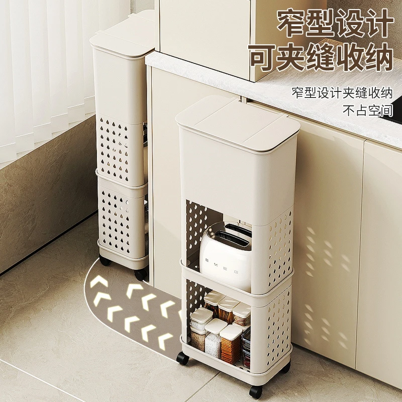 厨房垃圾桶置物架2025新款夹缝可移动免弯腰大容量垃圾收纳架家用