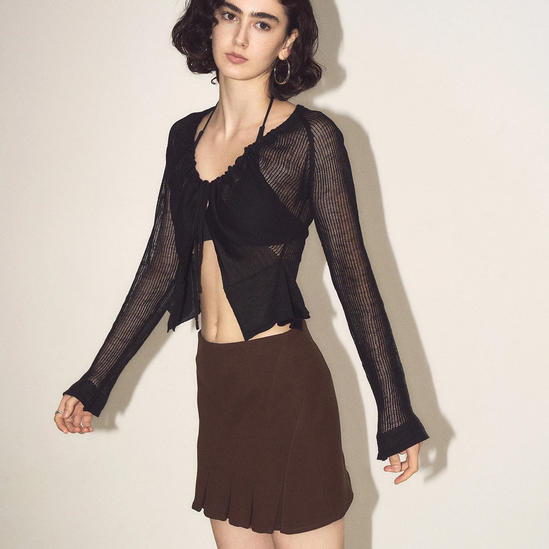 ANTIFORM背构 斜纹压褶拼接气质系设计感短裙半身裙2025新款女夏