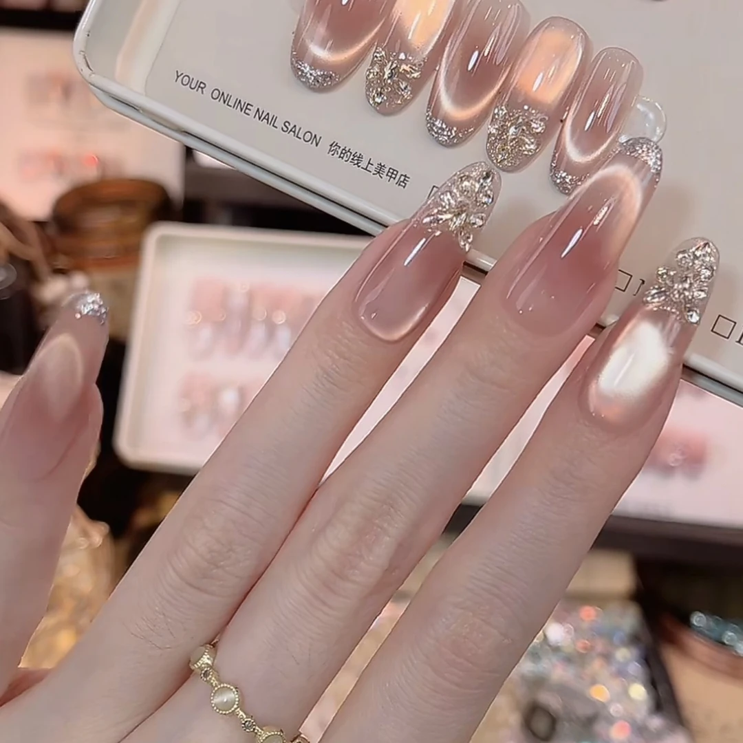 【指尖碎钻】时尚清新纯欲高级感成品美甲穿戴式手工穿戴甲
