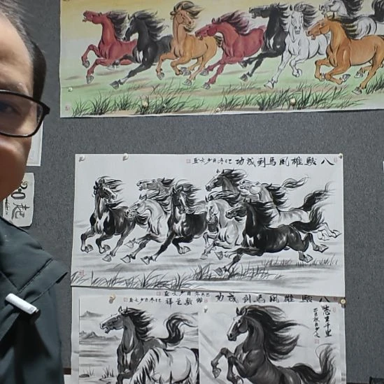 八骏雄风马到成功国画纯手绘作品马到