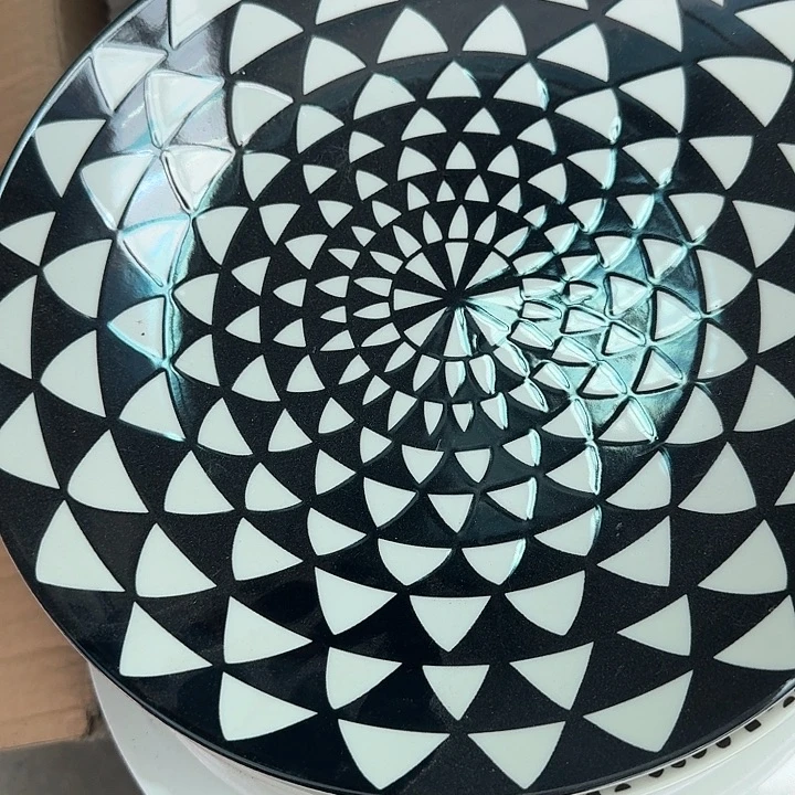 外贸尾单高温陶瓷微瑕几何牛排盘