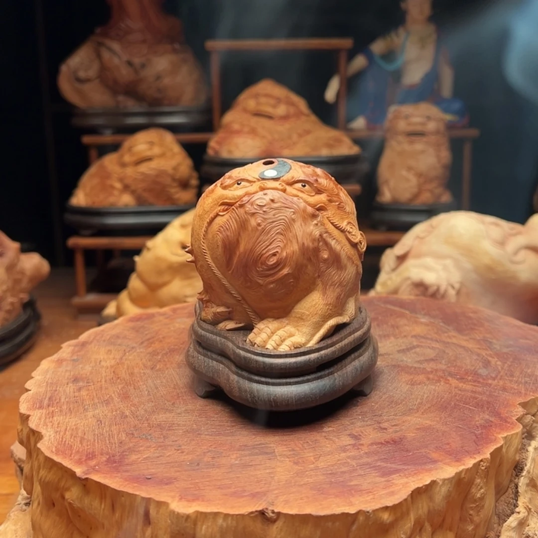 吉***财荔枝木荔枝木手工雕刻金蟾香炉摆件688