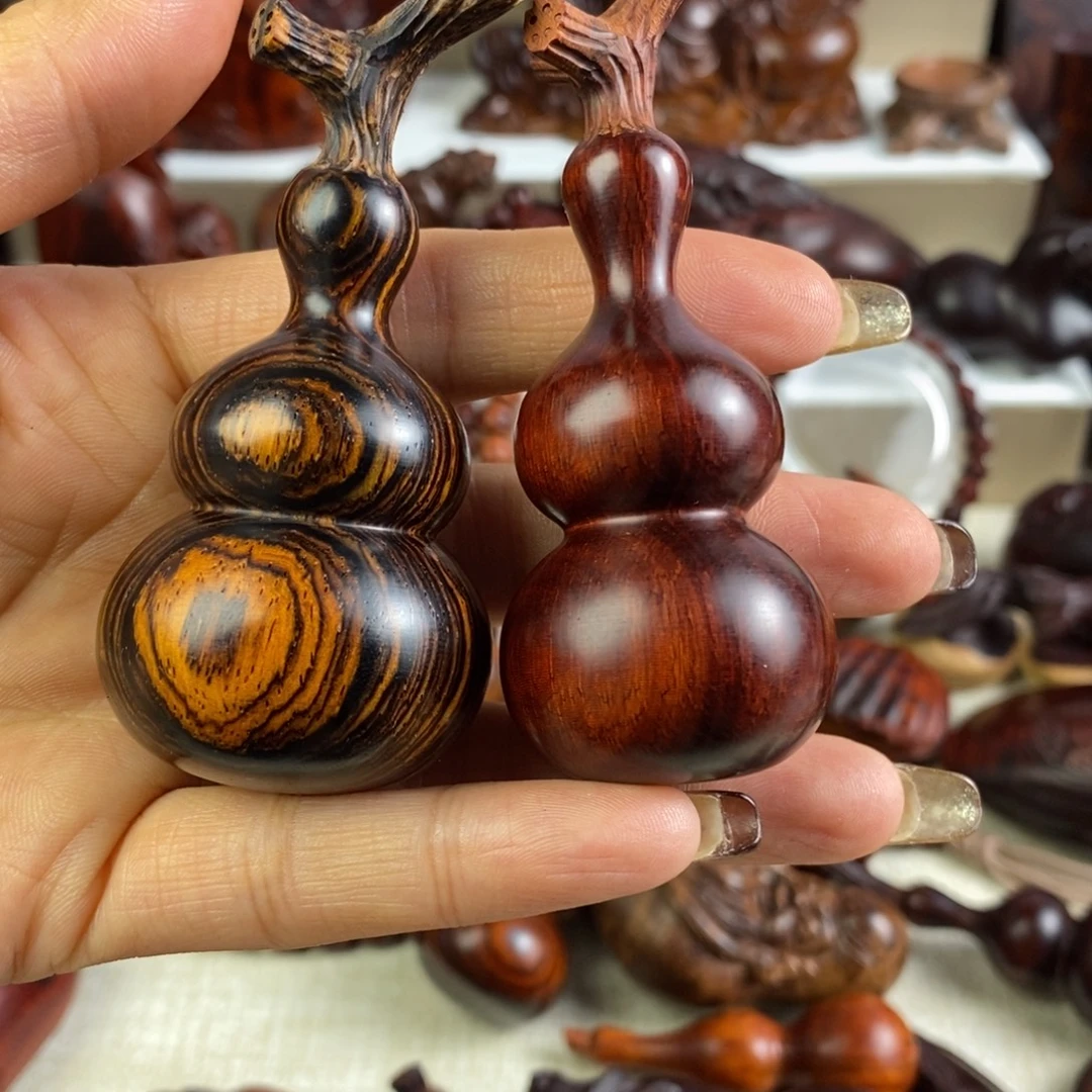 大***袍木微凹黄檀葫芦加段光紫檀葫芦两个