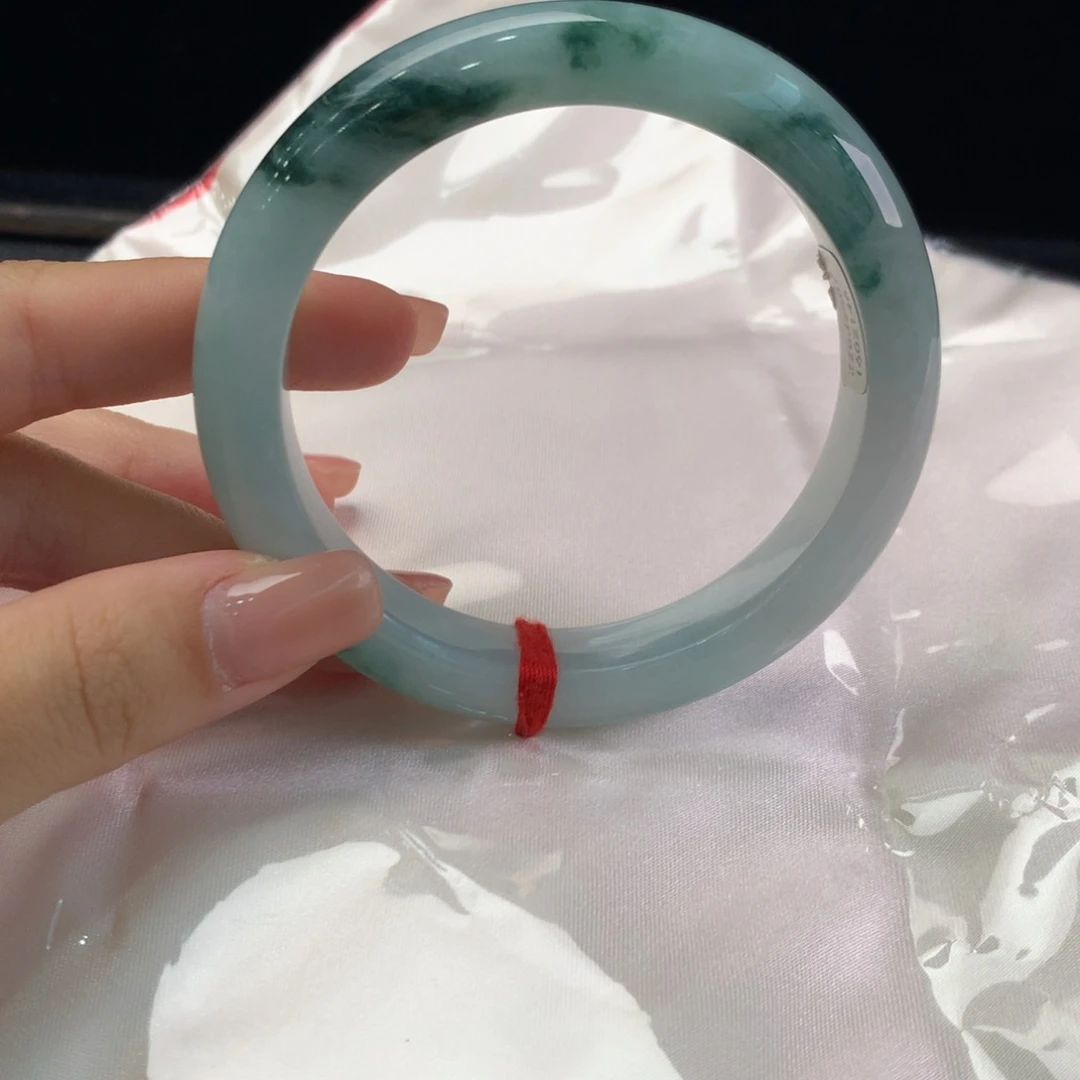 翡翠未镶嵌手镯缅甸A货翡翠 种水飘花58 59